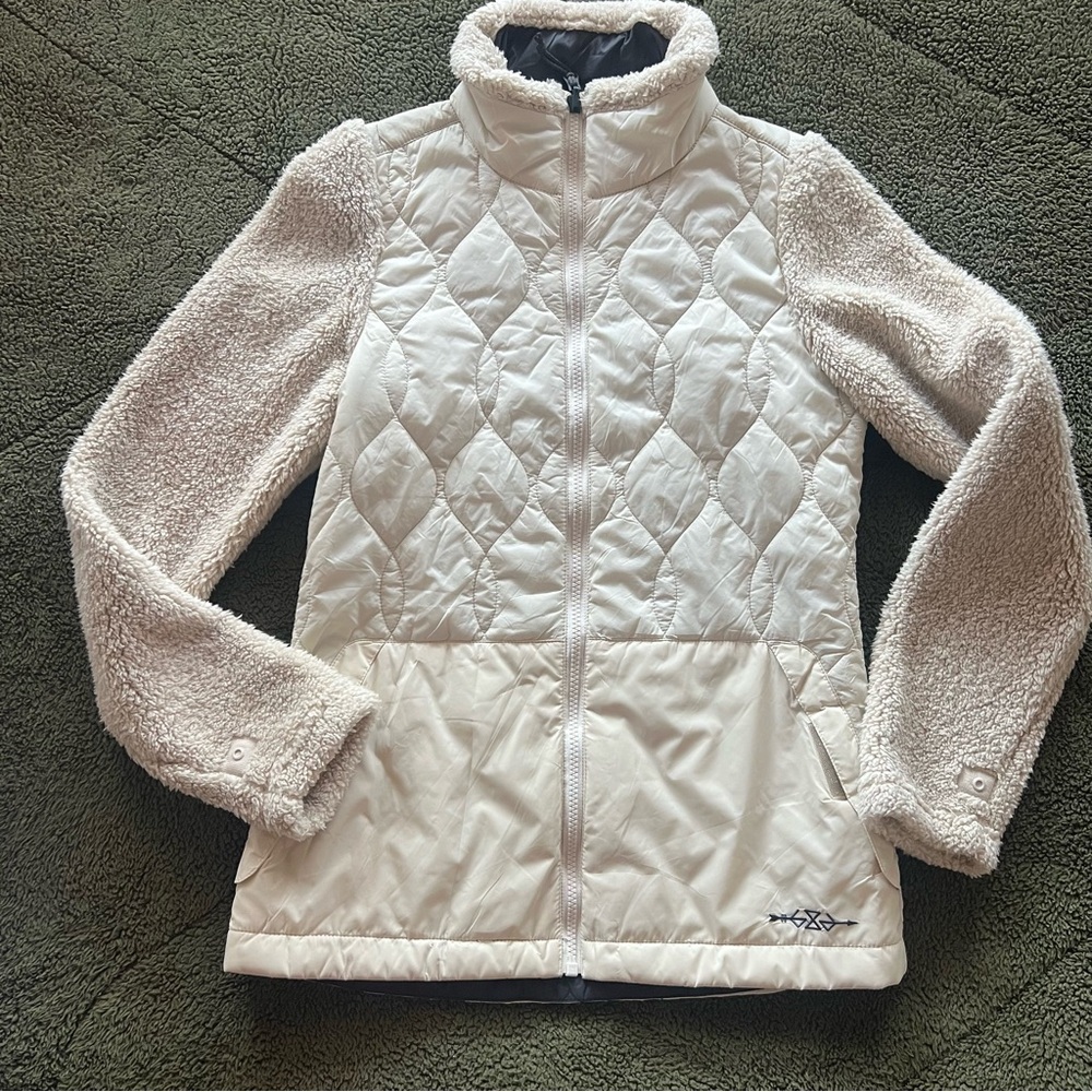 686 Smarty Co Jacket Cream Nylon Puffer Teddy XS Detachable Layering System